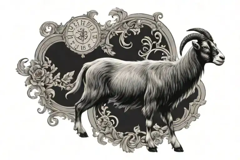 a goat that says blessed in heaven  tattoo design idea