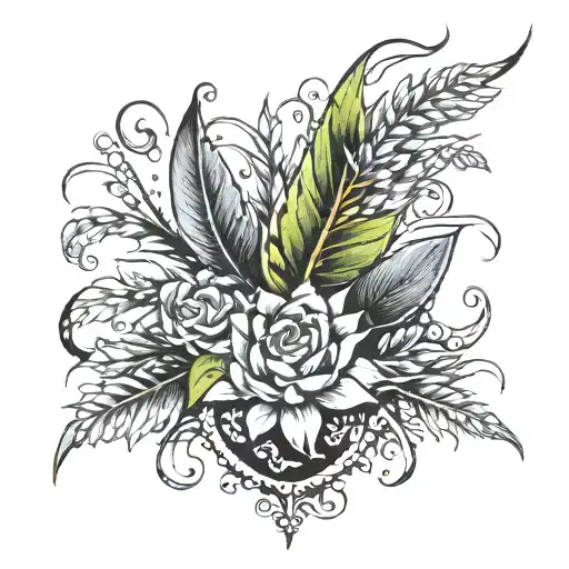 first pinecal of sun on chest tattoo added with wheat leaf type design on neck  tattoo design idea