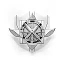 EMT badge surrounded by pixelated Minecraft blocks tattoo design idea