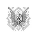 EMT badge surrounded by pixelated Minecraft blocks tattoo design idea