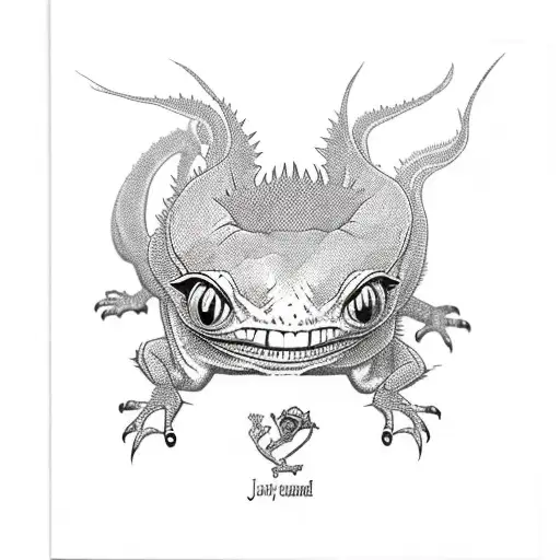 joker card that's on fire with a crested gecko crawling on the card tattoo design idea