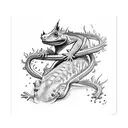 joker card that's on fire with a crested gecko crawling on the card tattoo design idea