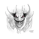 joker card that's on fire, with a black lab and a crested gecko tattoo design idea
