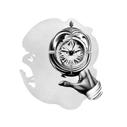 Salvador Dali clock with racing hand tattoo design idea