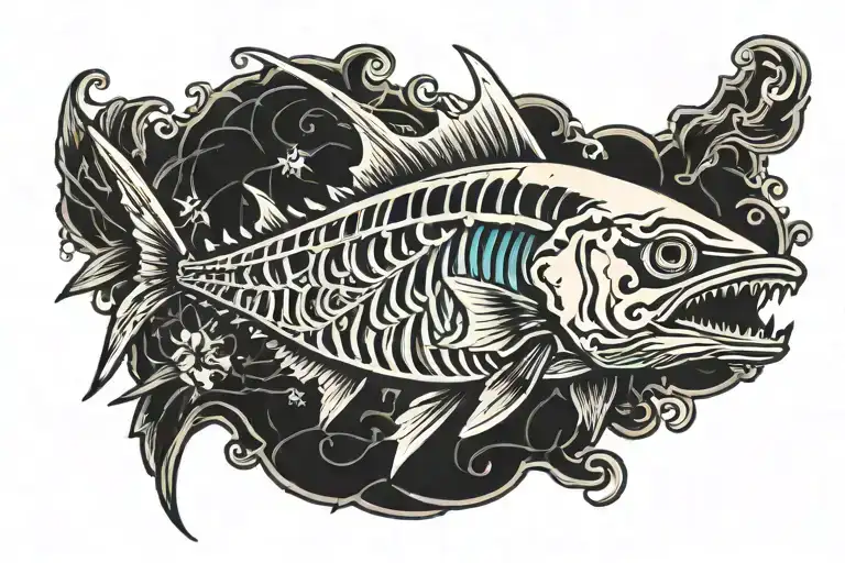 bluefin tuna skeleton tattoo design idea