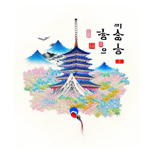 korean skyline tattoo design idea