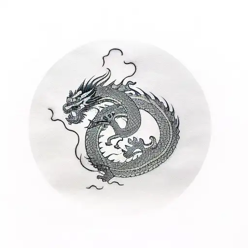 korean gate with dragon tattoo design idea