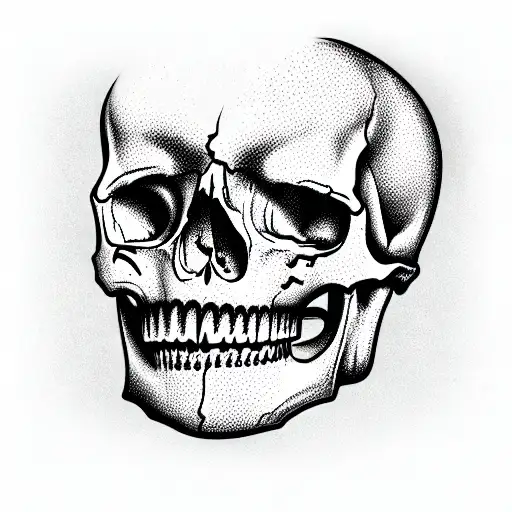 Skull in table tattoo design idea