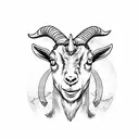 Goat with a Thor hammer tattoo design idea