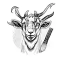 Goat with a Thor hammer tattoo design idea