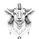 Goat with a Thor hammer tattoo design idea