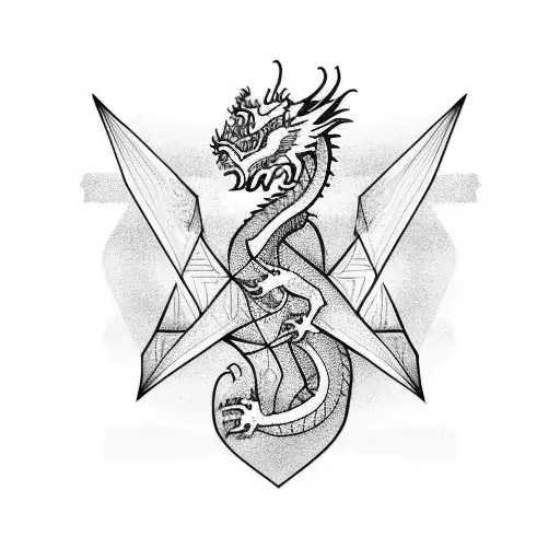 Dragon triangle shapes minimalistic tattoo design idea
