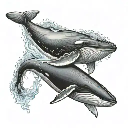humpback whale and calf tattoo tattoo design idea
