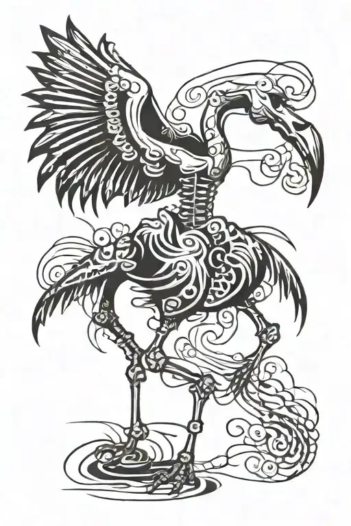 flamingo dancing skeleton tattoo design idea