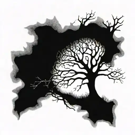 poision tree with no leaves and fading trunk  tattoo design idea