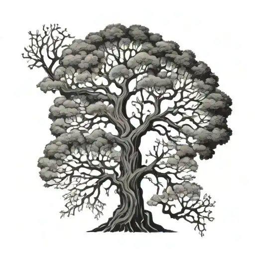 poision tree with fading trunk tattoo design idea
