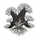 poision tree with tree trunk fading from finger tattoo design idea