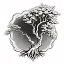 poision tree with tree trunk fading from finger tattoo design idea