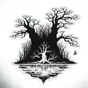 poision tree with tree trunk fading from finger tattoo design idea