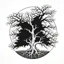 poision tree with tree trunk fading from finger tattoo design idea