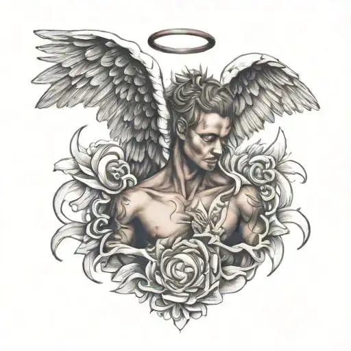 angel doing ketamine tattoo design idea
