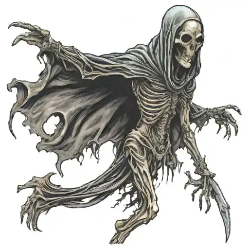 alien grim reaper full body tattoo design idea