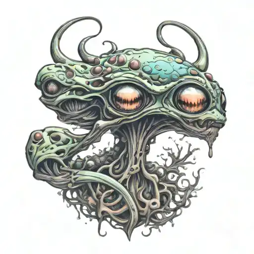 alien psychedelic ketamine dmt psilocybin tattoo design idea