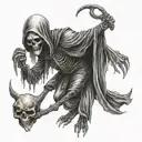 alien grim reaper full body tattoo design idea