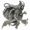 alien grim reaper full body tattoo design idea