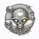 alien psychedelic ketamine dmt psilocybin tattoo design idea