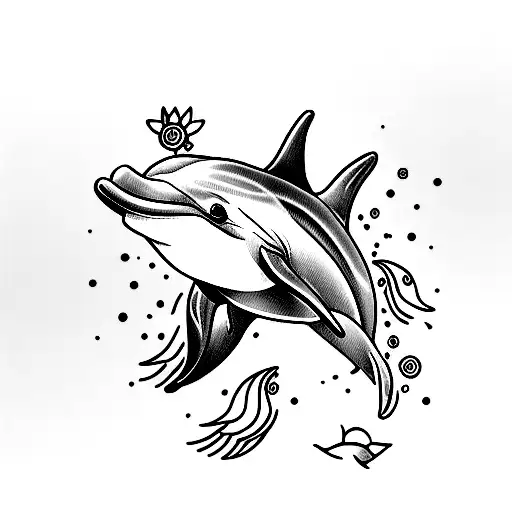 Dolphin . Line Art. Logo Design for Use in Graphics. T-shirt Print, Tattoo  Design Stock Illustration - Illustration of line, marine: 292897550