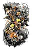 naruto and final fantasy 7 tattoo design idea
