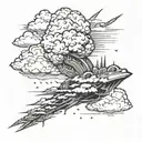 atkaski cloud background and ff7 meteor logo tattoo design idea