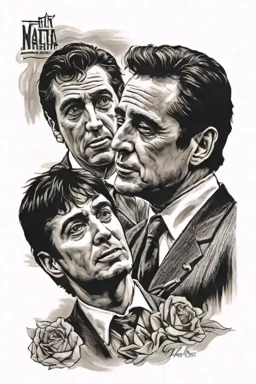 tony montana and the godfather tattoo design idea