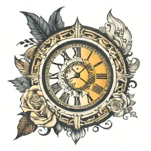 Roman numeral 12 27 sunrise integrated tattoo design idea