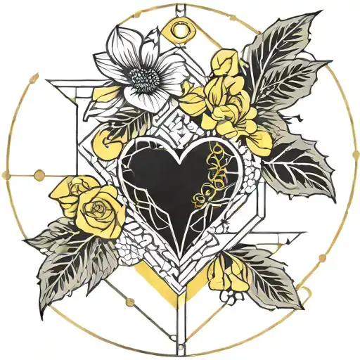 yellow heart and yellow flower tattoo tattoo design idea