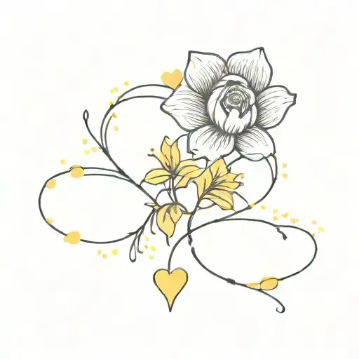 yellow heart and yellow flower tattoo tattoo design idea