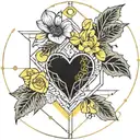yellow heart and yellow flower tattoo tattoo design idea