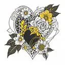 yellow heart and yellow flower tattoo tattoo design idea