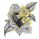 yellow heart and yellow flower tattoo tattoo design idea
