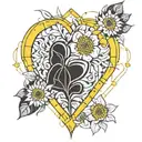 yellow heart and yellow flower tattoo tattoo design idea