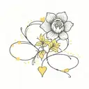 yellow heart and yellow flower tattoo tattoo design idea