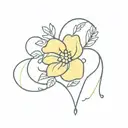 yellow heart and yellow flower tattoo tattoo design idea