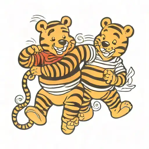 Pooh and Tigger couple tattoo tattoo design idea