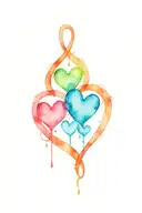 3 vertical connected hearts one line art tattoo tattoo design idea