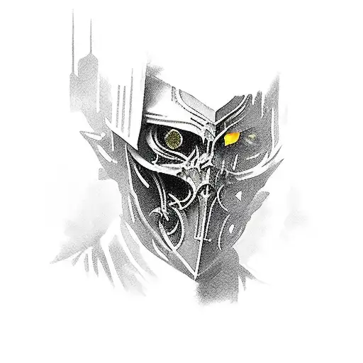 dishonored corvo with dishonored buildings in bacground. full sleeve tattoo design idea