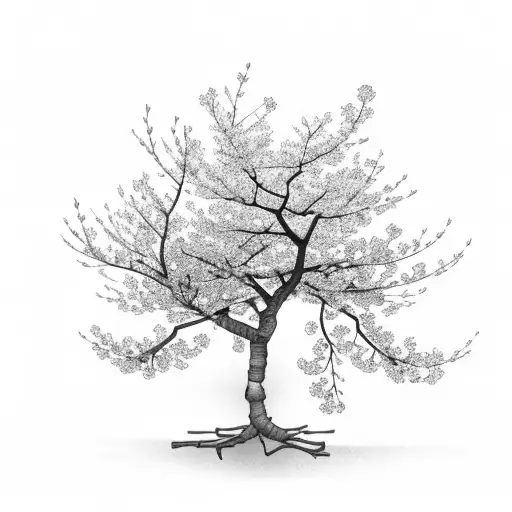 Cherry Blossom Tree and Branch Small tattoo design idea