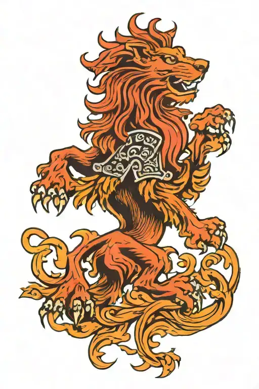 scottish red lion rampant  tattoo design idea
