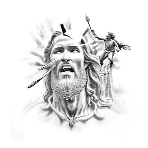 David and goliath, God, jesus  tattoo design idea