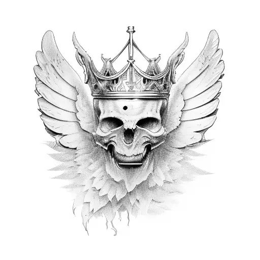 crown with wings tattoo design idea
